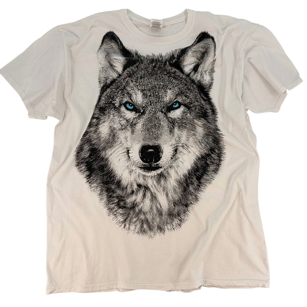 Wolf Graphic Tee XL White Relaxed‎ Fit Retro Streetwear